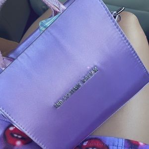 ❌SOLD❌Brandon Black Wood Satin Purple Mini Purse